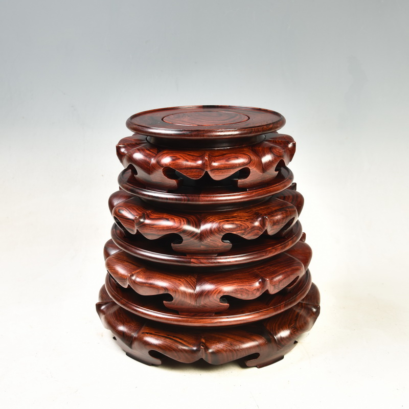 Red melon leng acid branches model of circular base solid wood Buddha base flowerpot vase base mahogany wood base