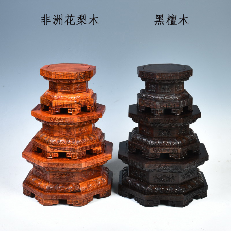 Redwood base for Buddha furnishing articles heightening anise wood stone lotus jade Buddha guanyin kong base