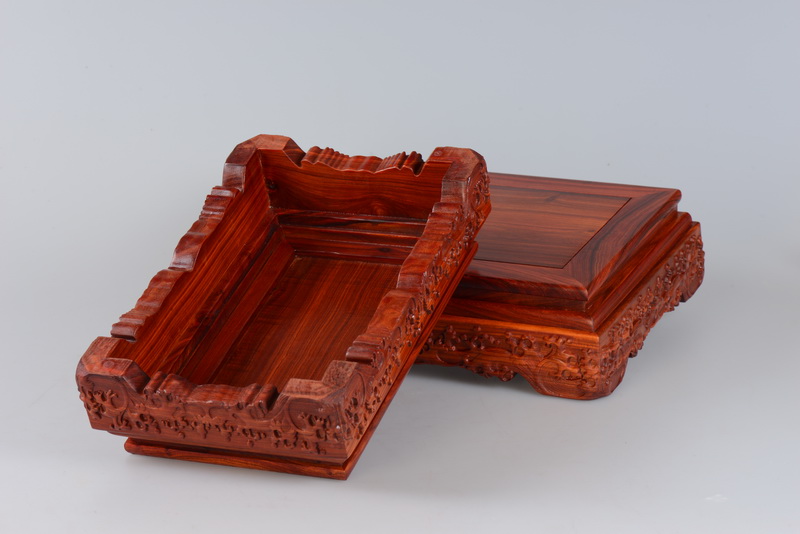 Red wingceltis rectangular stone Buddha statues carved mahogany base the duke guan flowers miniascape furnishing articles base solid wood square