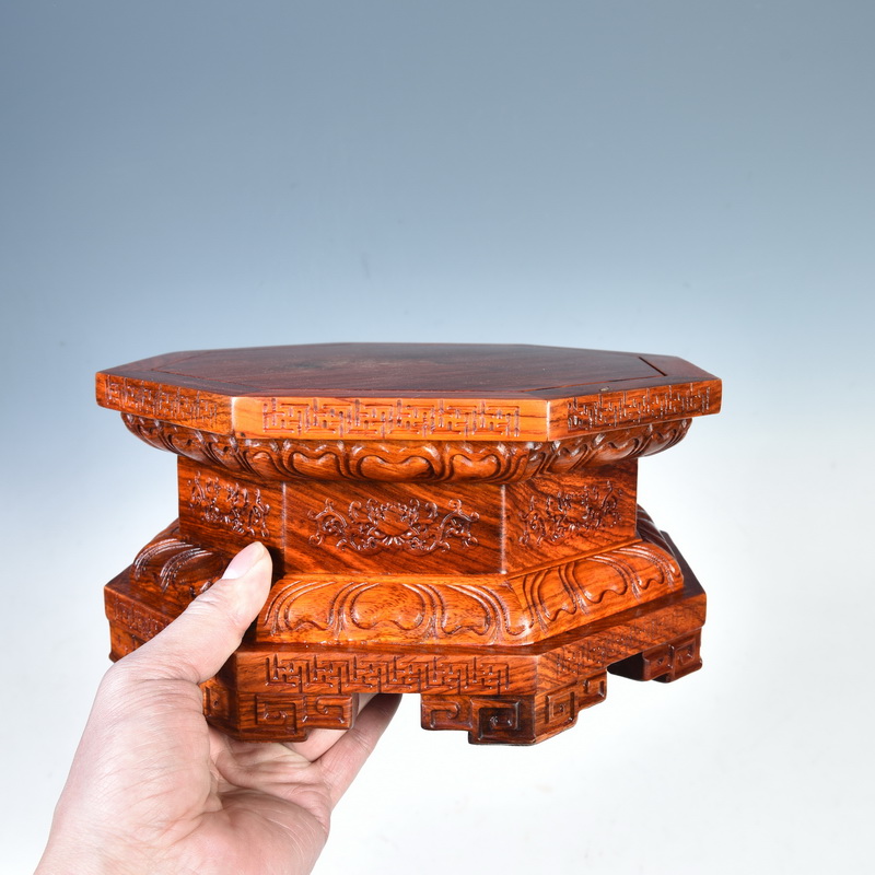 Redwood base for Buddha furnishing articles heightening anise wood stone lotus jade Buddha guanyin kong base