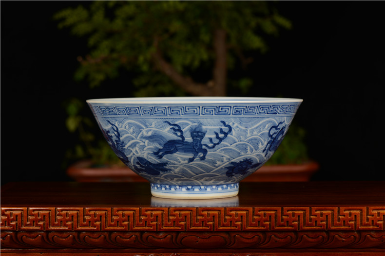 Home furnishing articles pianology picking hand antique art of jingdezhen porcelain vases guangxu up with blue sea, green - splashed bowls