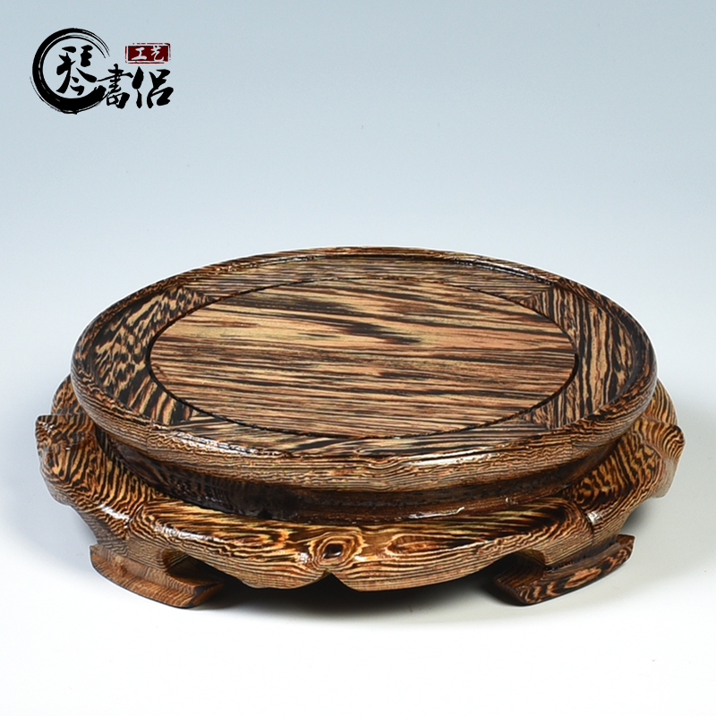 Chicken wings are it base papaya arris round base solid wood vase base wooden carved wooden furnishing articles base