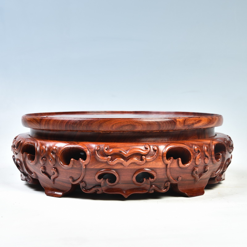 Pianology picking red sandalwood carve patterns or designs on woodwork round bottle base solid wooden wooden sword fish tank base cylinder drawing cylinder base