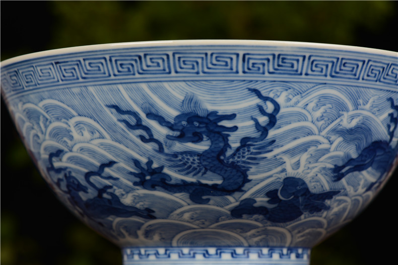 Home furnishing articles pianology picking hand antique art of jingdezhen porcelain vases guangxu up with blue sea, green - splashed bowls