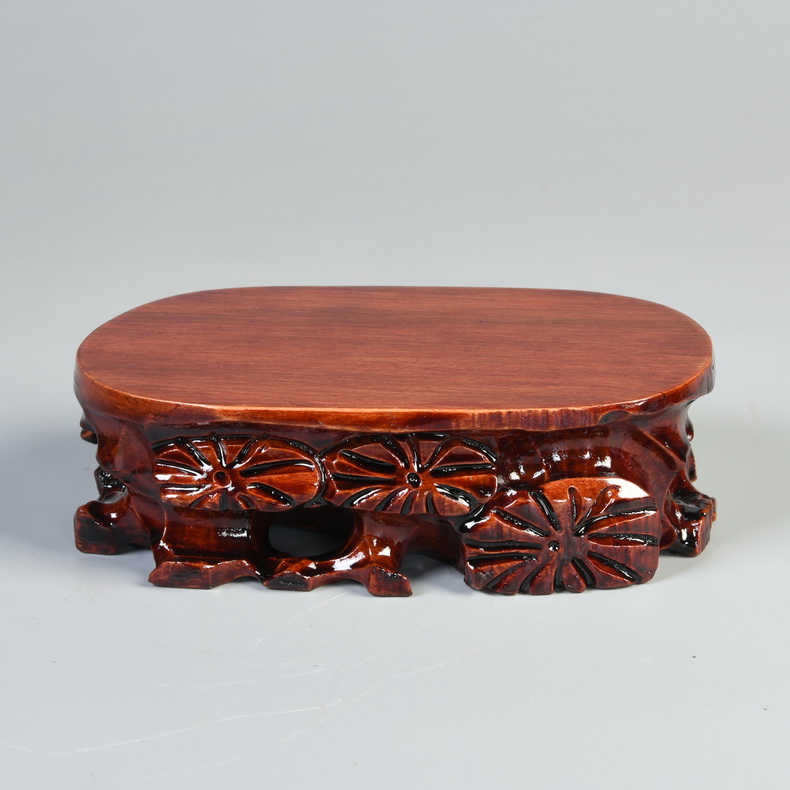 Solid wood carved stone base base oval flower miniascape of base rock base furnishing articles