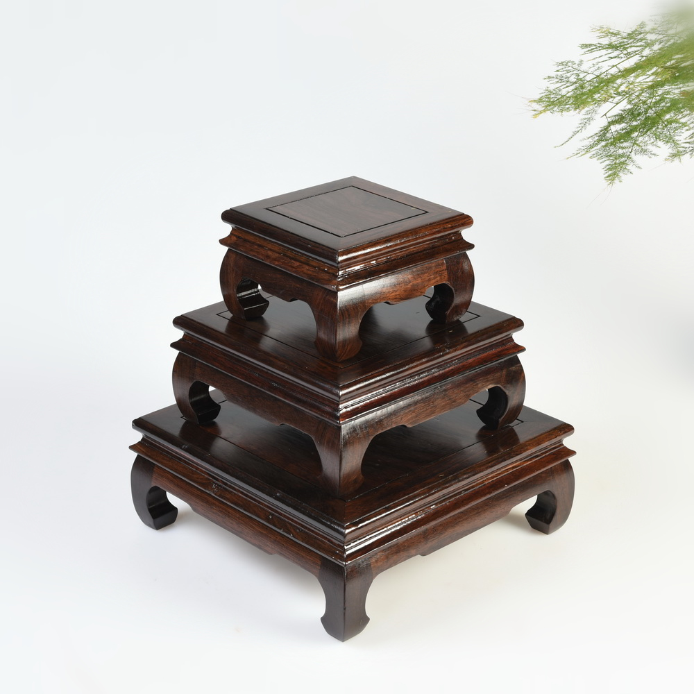 Solid wood ebony miniascape of carve patterns or designs on woodwork base rectangle tank base square wooden handicraft furnishing articles base