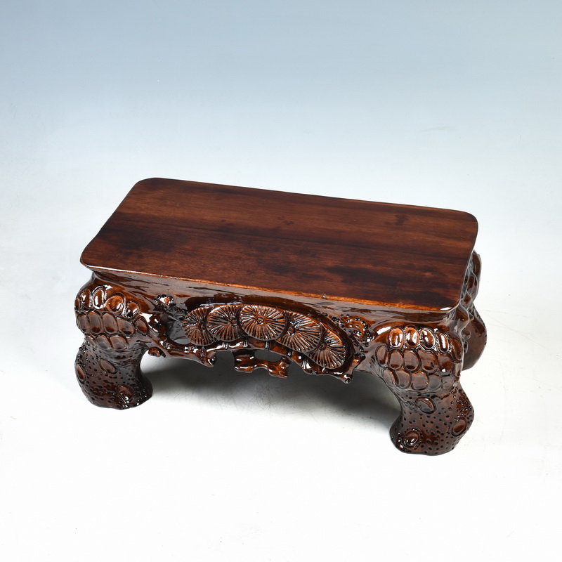 Samaras woodcarving songhua stone base solid rectangular flower miniascape base can be customized tea furnishing articles table