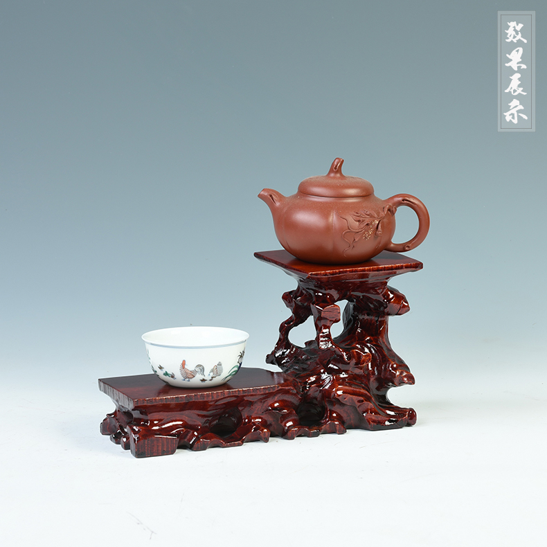 Teapot base solid wood height flower pot in the decorative furnishing articles it base base, heightening stone base