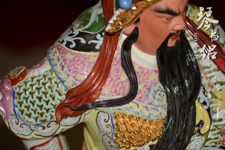 Pianology picking furnishing articles of jingdezhen porcelain industry Arthur yeung its hand - made guan yu wu guan gong 92 cm high