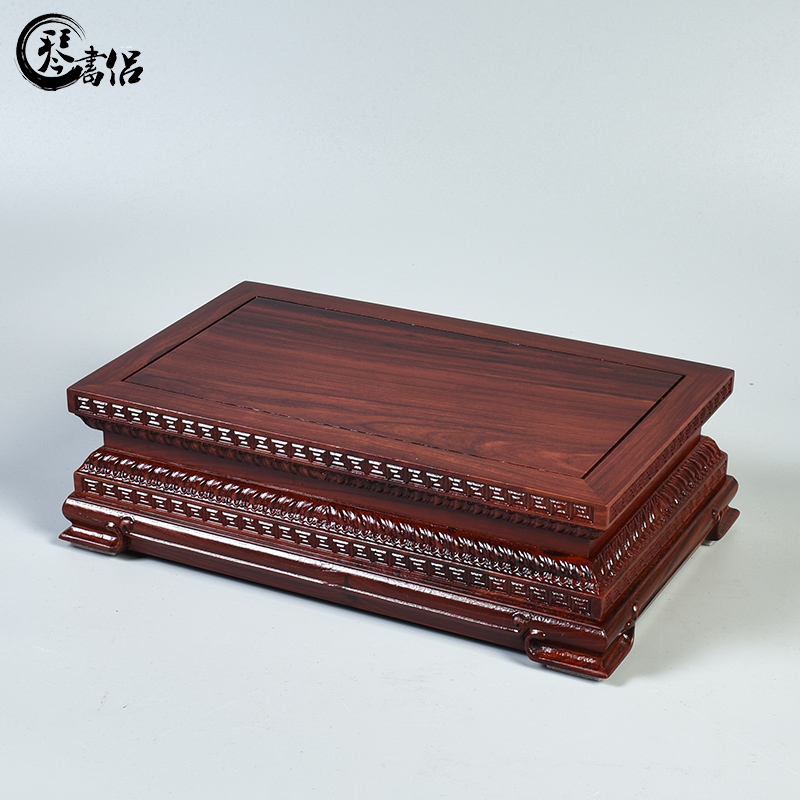 Pianology picking solid wood base guanyin Buddha base solid wood with rectangular wooden Buddha jade stone lotus base