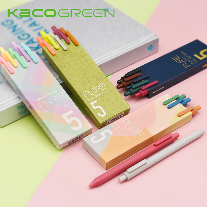 KACO book-source retro-style pens by moving students Colour pens for notebooks Special handbooks Gupwind 0 5 water-based pens Morandi colour series ins lukewarm wind minimalist with pen-in-pen signature pen stationery