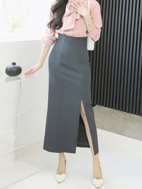 Commuting Straight-Cut Midi Skirt for Women 2025 Spring and Autumn New Style High-End Feel Front Slit Slimming High-Waisted Hip-Hugging Long Skirt Thick Version