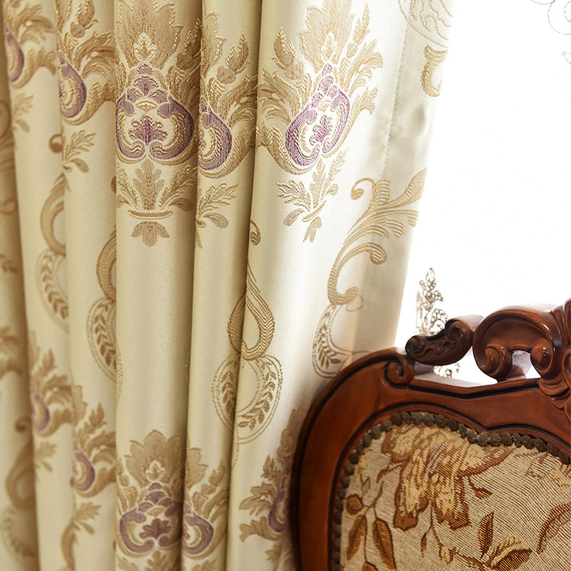 Brief Eu Curtain Retro High-end Living Room Bedroom Floor Window Floating Window Flat Window Ti Flower Bouquet Set Finished Product Special Price