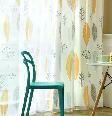Custom leaf plant fresh living room bedroom curtain finished modern minimalist American Pastoral window floor-to-ceiling curtain cx