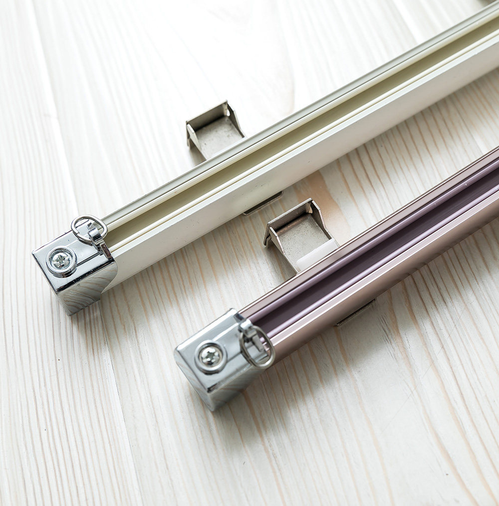 Thickened aluminum alloy curtain track mute Roman rod curtain rod single and double track slide rail pulley top mount side mounting
