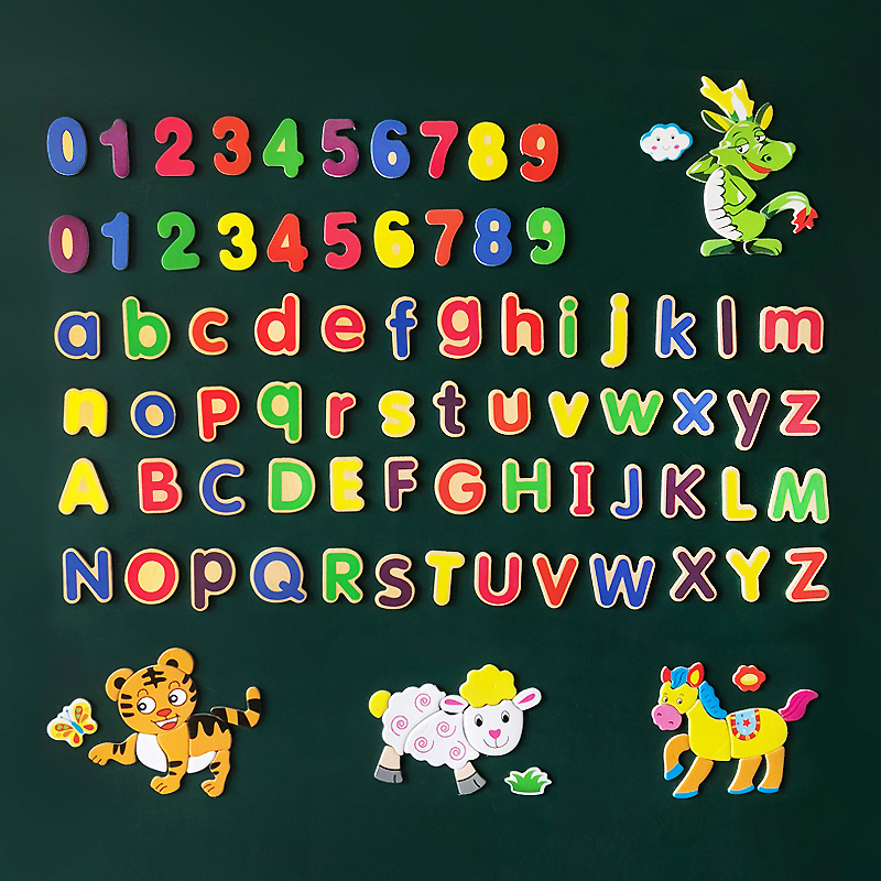 (Magnet class)Tangram Children's drawing board accessories Magnetic spell spell lowercase and lowercase English alphanumeric stickers