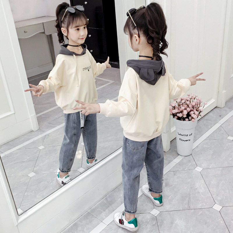2023 New Girls Spring and Autumn Clothing Suit Foreign Style Big Boy Korean Fashion Children's Sweater Two-piece Set 12 Years Old Trendy