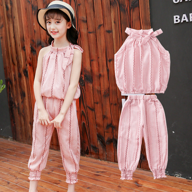 Girls' summer clothes suit 2022 new 13 middle-aged and older children's women's clothing foreign style 12-year-old girl 14 summer clothes ten-year-old