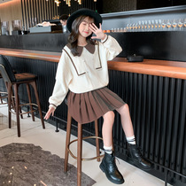Girls spring suit 2022 new childrens sweater skirt ten-year-old girl foreign style fashionable spring and autumn clothes trend