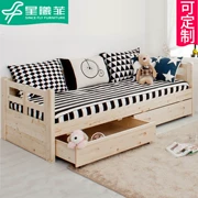 Căn hộ nhỏ đa chức năng phòng khách đôi 1.8 m sofa gỗ rắn giường ngồi ngang dual-sử dụng 1.5 giường đơn lưu trữ sofa