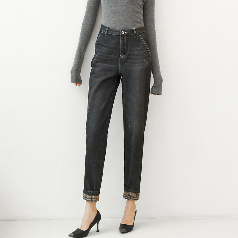 Sanskandonie 2022 new haren pants women jeans spring fashion loose cotton blend small feet old daddy pants long pants