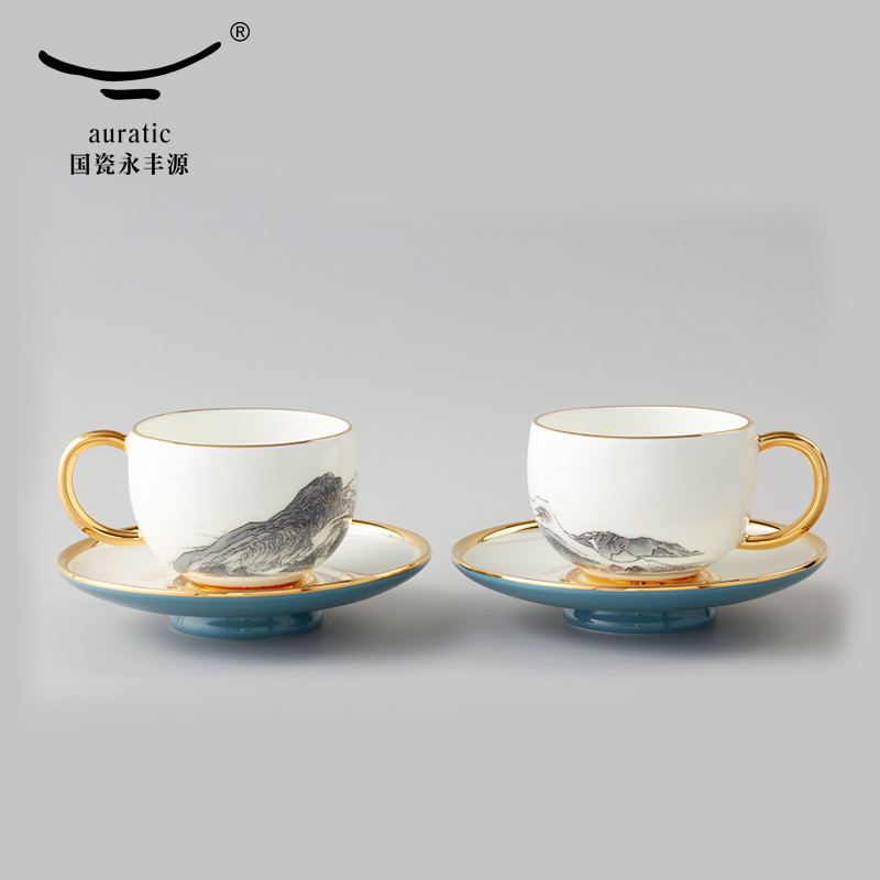 The porcelain yongfeng source Mr Li jiangshan 2 head coffee cups and saucers ceramic cups dish of gifts