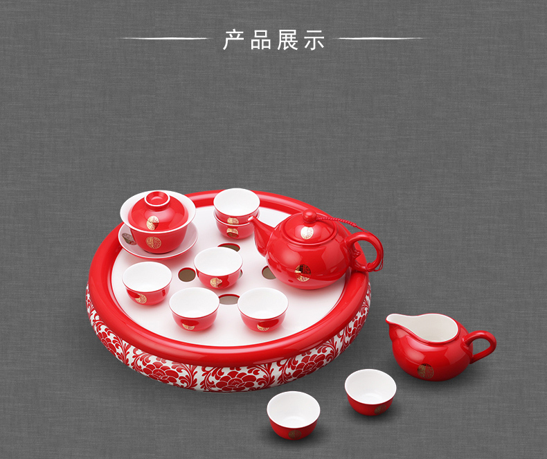 The porcelain yongfeng source under The glaze of carve patterns or designs on woodwork every ceramic kung fu tea set a complete set of tea cups tea tray household gifts