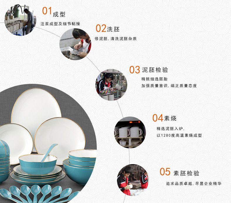 The porcelain yongfeng source of blue 29 first 50 ceramic tableware bowls plates of a complete set of spoon head suit 8 people set meal