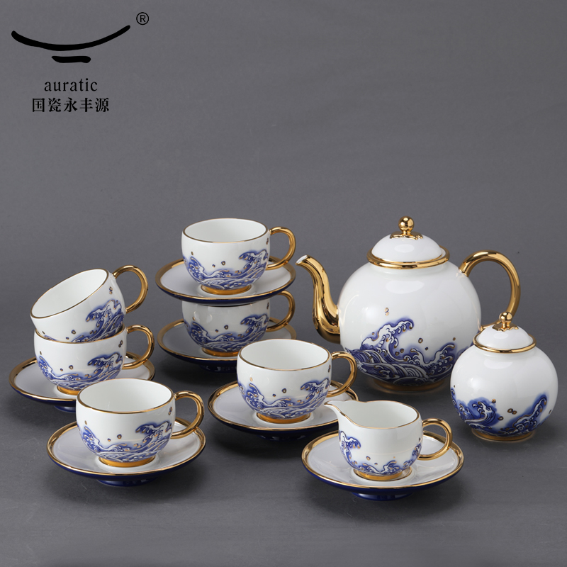 The porcelain Mr Yongfeng source porcelain sea pearl 17 coffee cup suit ceramics afternoon tea set