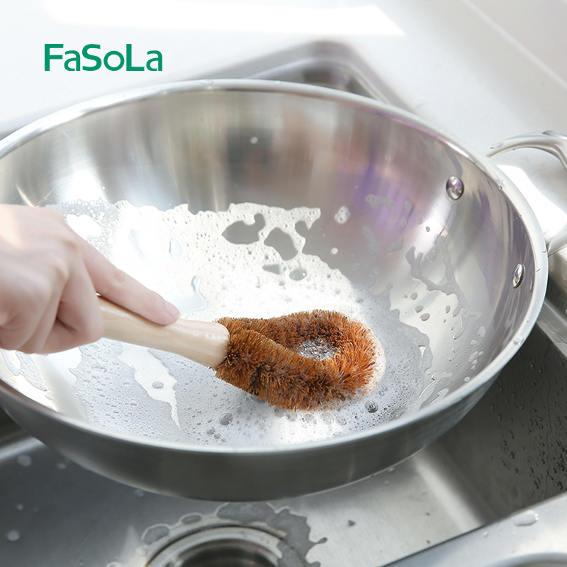 Natural coconut palm brushed pan brushed long handle Dish Cups Clean Decontamination Brush Kitchenette With Brushed Brush Pan God Instrumental Cups