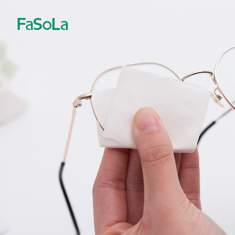 FaSoLa rubbing glasses paper wet wipes portable glasses paper cleaning paper disposable alcohol paper phone screen 50 pieces of clothing