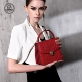 Красная универсальная кожаная сумка через плечо для невесты, премиум класс, из натуральной кожи