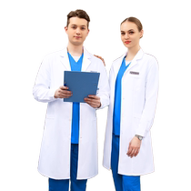 High-end white coat long-sleeved female doctors uniform dental and oral clinic medical aesthetic laboratory short-sleeved male doctors uniform