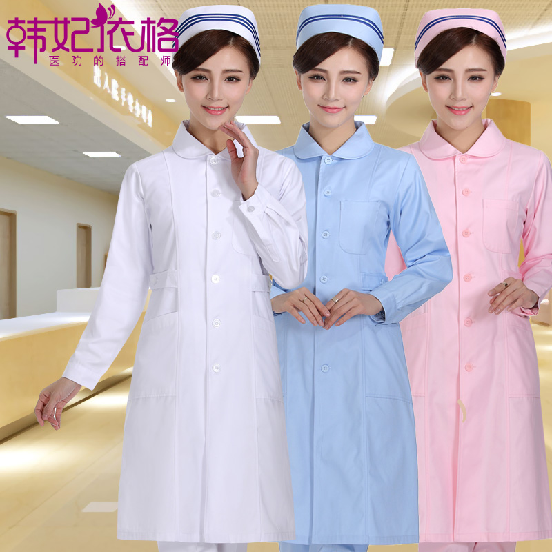Han Fei Yige nurse suit Long sleeve winter clothing Pharmacy work clothes Round neck medical white coat Doctor white work clothes