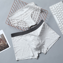  Couple underwear pure cotton cute creative suit men and women trendy brand Japanese sexy lace underwear womens pure cotton mens pants