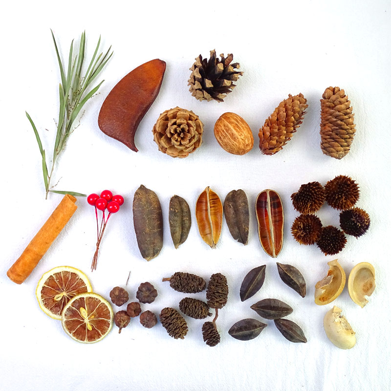 Mixed handmade DIY material package pine cones and acorns kindergarten students graduation design ring creative materials Sen decoration
