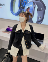 2022 Spring promotion grade version foreign air black small fragrant coat woman autumn name Yuanyuan Relaxed Short Coat Coarse Flowers