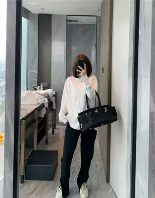 Black split suit pants women Autumn 2020 new Korean version of loose Joker straight small black pants