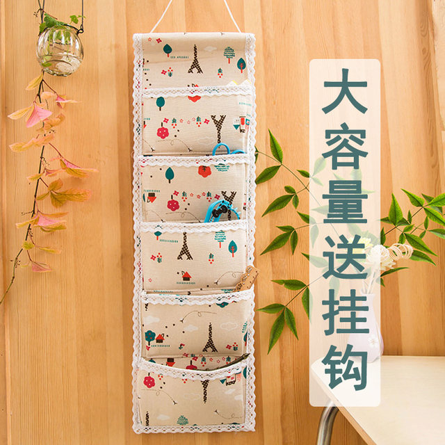 Fabric storage hanging bag wall hanging door back wall small cloth bag dormitory room bedside hanging wall hanging storage bag