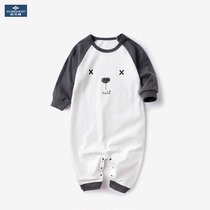 Yu Zhaolin Baby one-piece pajamas spring and autumn baby one-piece long-sleeved cotton boys warm childrens home clothes