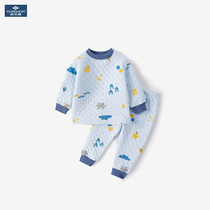 Yu Zhaolin Baby autumn and winter warm clothes suit Baby underwear Childrens autumn clothes Boy autumn pants padded three layers thickened