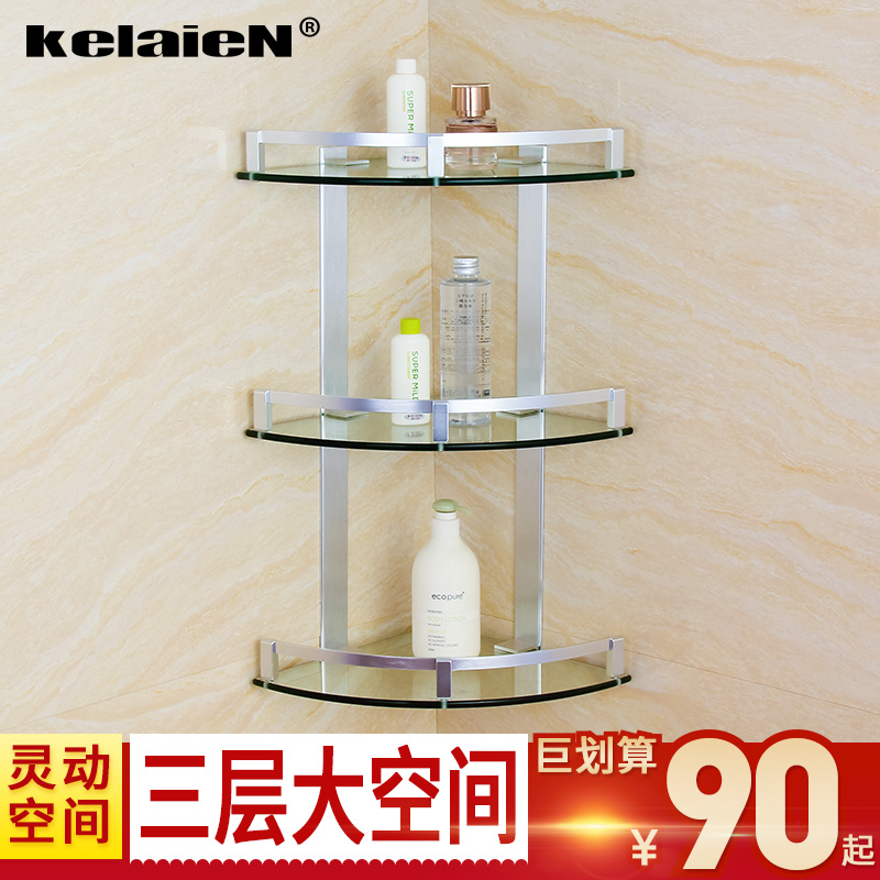 Купить Угловая полка в ванную Пространство алюминий три слоя стеклянная ...