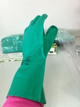  100AN brand thickened green anti-chemical nitrile rubber gloves Acid and alkali resistant anti-corrosion can be reused