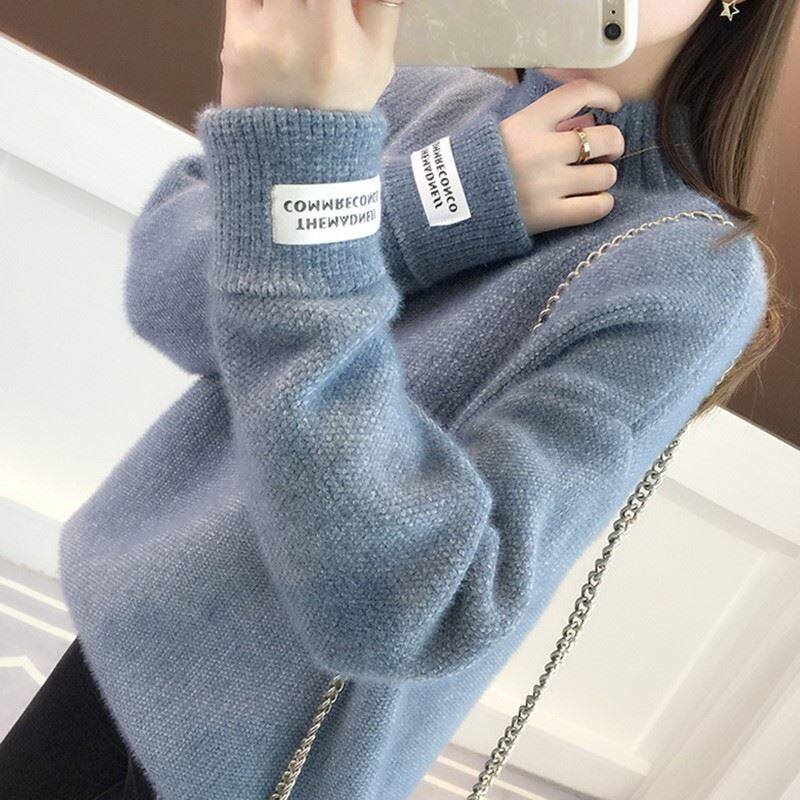 Tide Cards High Collar Sweater Women 2021 Autumn Winter New Easy Korean version of the Korean version 100 hitch to thicken the underhand jersey