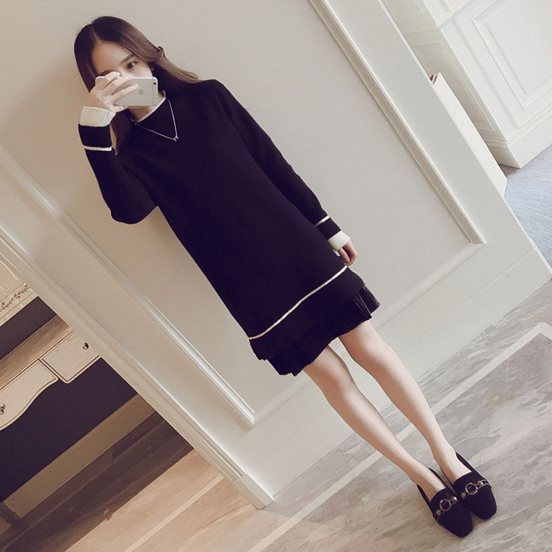Boomer Knit Ocean Dress Woman slim fit 2021 Fall winter new loose little fragrant wind slapped in underskirt for long version