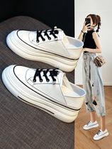  Tide brand leather thick-soled inner height-increasing white shoes womens 2021 autumn new wild sports board shoes muffin casual shoes
