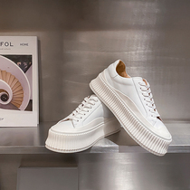 Tide brand leather thick-soled white shoes womens autumn 2021 new all-match platform shoes increased casual cookie shoes