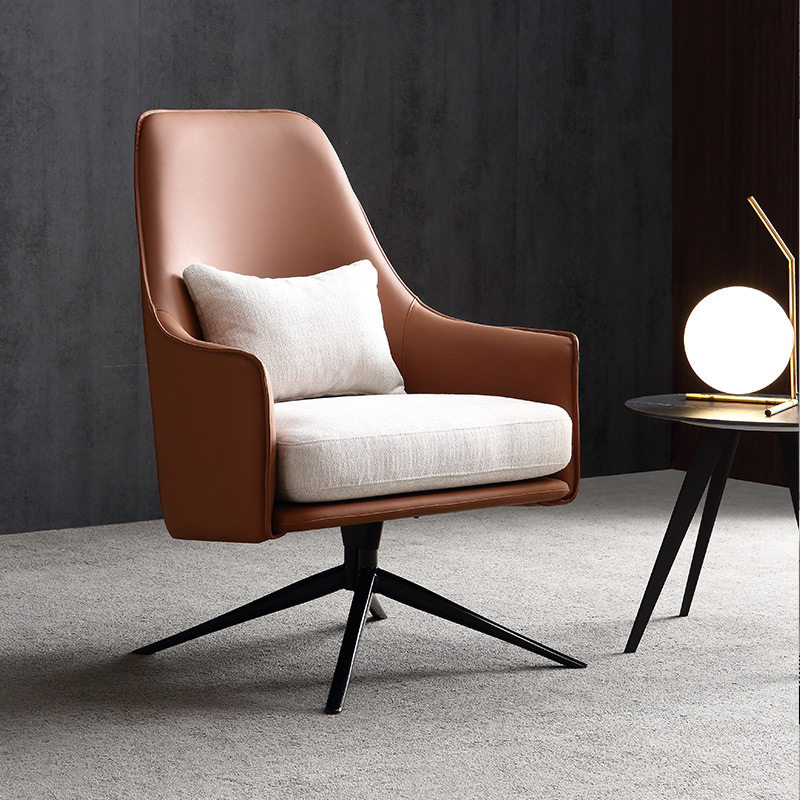 Brocade Fancy Designer Style Single Place Modern Minimalist Minimalist Genuine Leather Sofa Chair Folk-like board room