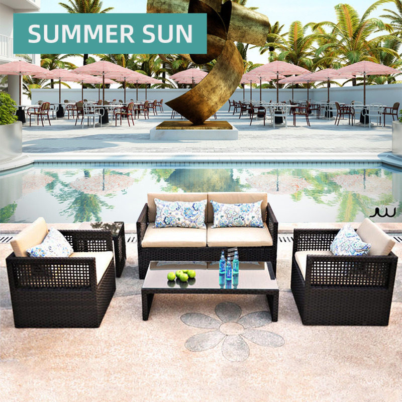 Terrace Outdoor Patio Casual Rattan Sofa Combined Outdoor Open-air Rattan Chair Greenhouse rattan Sofa Waterproof Sunscreen