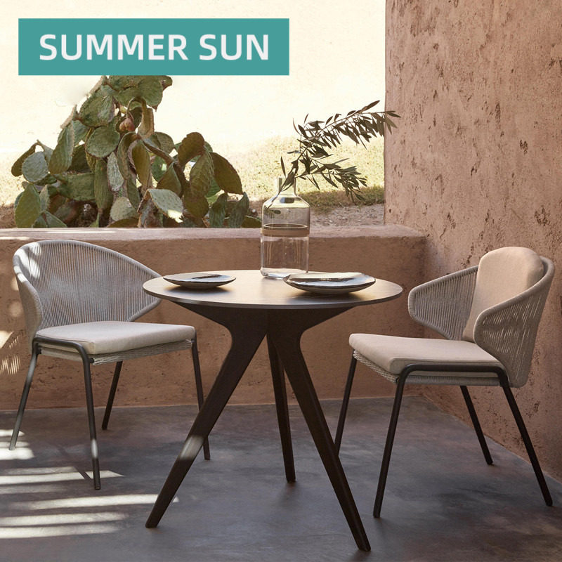 Open air small balcony table and chairs Three sets of casual table and chairs combined fashion rattan chair One table two chairs net red European style brief